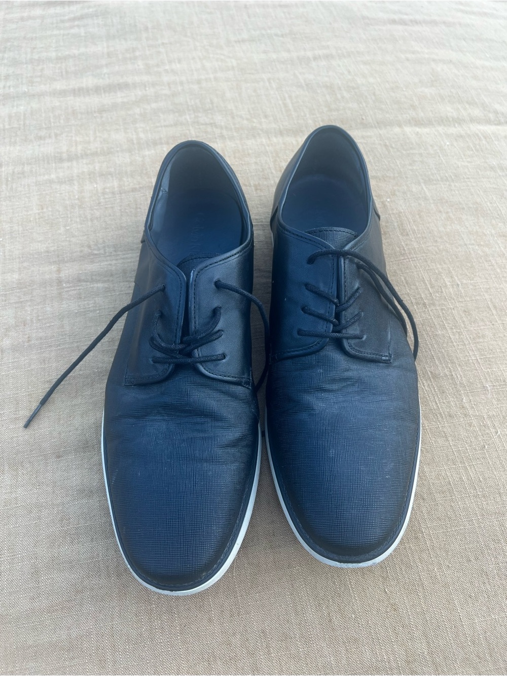 Calvin Klein Kadon Lace Up Derby Loafers Black Size 11.5 Preppy Minimalism
